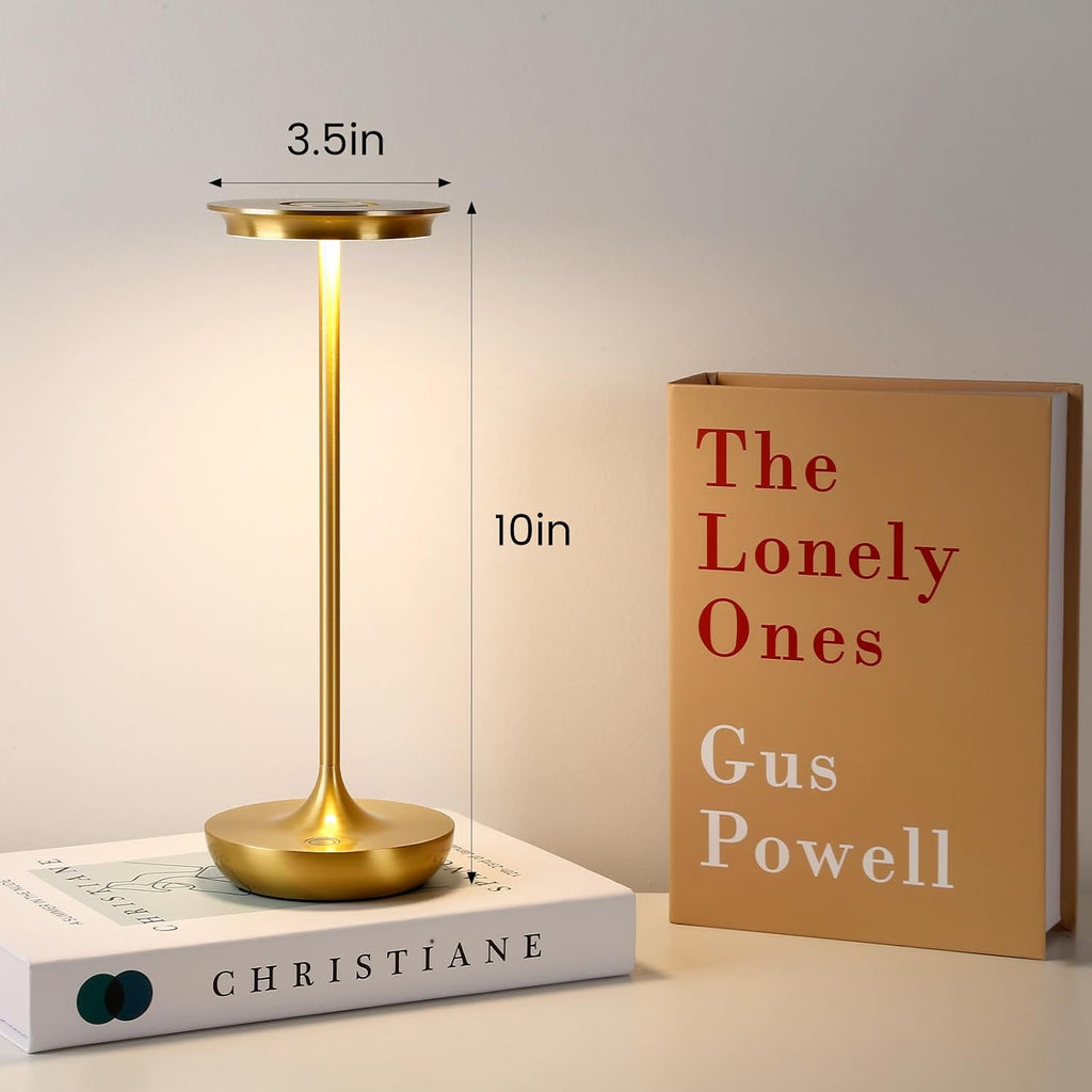 LED Rechargeable Cordless Table Lamp Battery Operated Light Set of 2 Gold