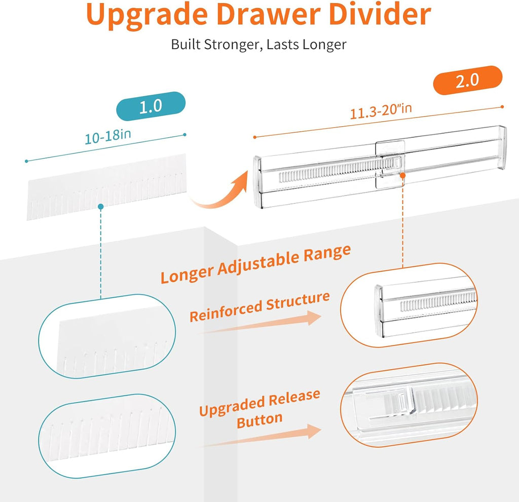 Adjustable Drawer Dividers 11.3-20in Organizer for Dresser (4)