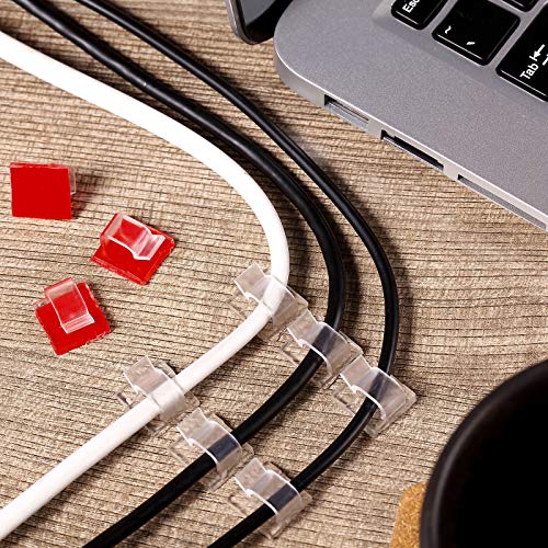 Maitys 60 Pcs Adhesive Cable Clips Wire Organizer for Lights,Medium,Clear