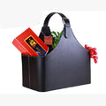 Leather Gift Basket,Magazine Newspaper Holder/Racks,Storage Organizer for Wine Flowers Fruits Candys,for Holiday Presents Christmas Display (Black #2)