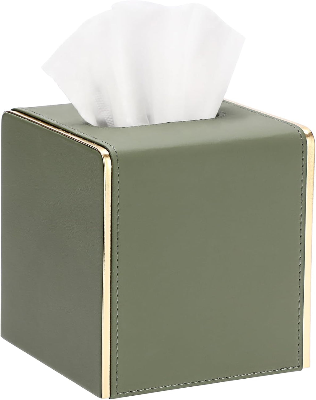 Sumnacon PU Square Tissue Box Cover, Magnetic Bottom, Waterproof,Dark Green
