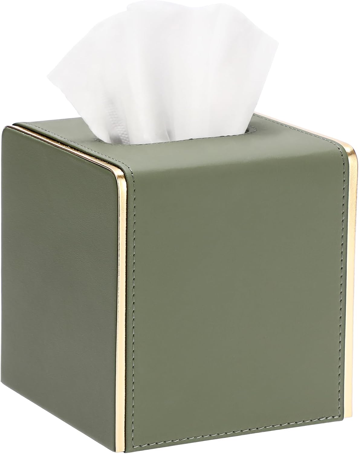 Sumnacon PU Square Tissue Box Cover, Magnetic Bottom, Waterproof,Dark Green