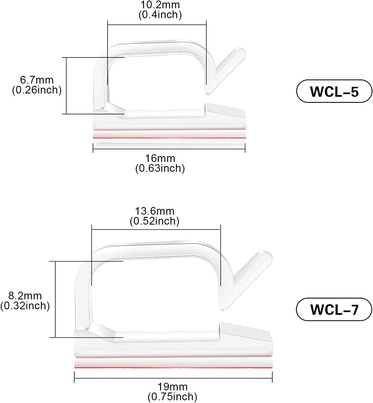 XHF 120PCS 5/8” Clear Adhesive Cable Wire Wall Light Clips, Cord Holder