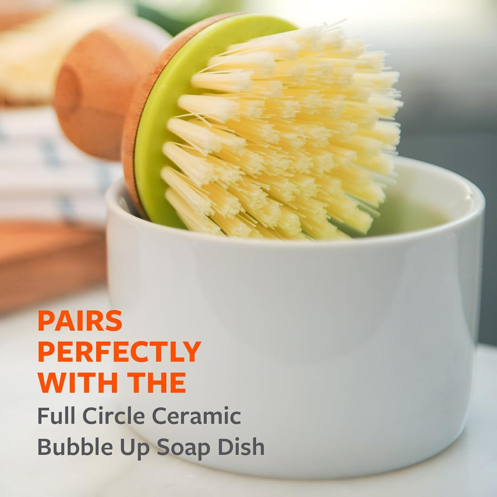 Full Circle Bubbly Palm Brush, Dish Scrub Brush for Nonstick, Green