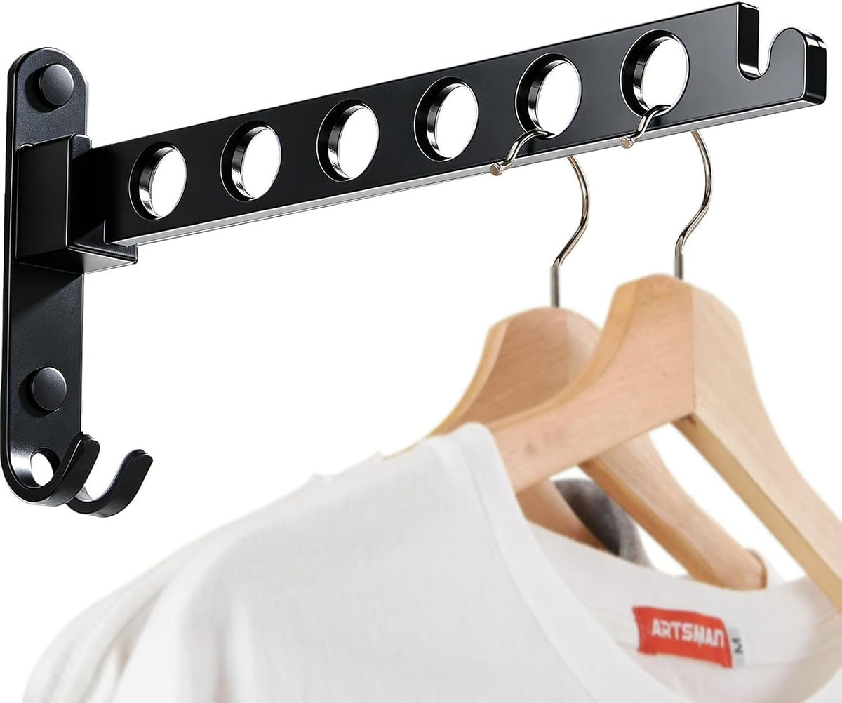 JOOM Wall Mounted Clothes Drying Rack, Black, 1 Pack