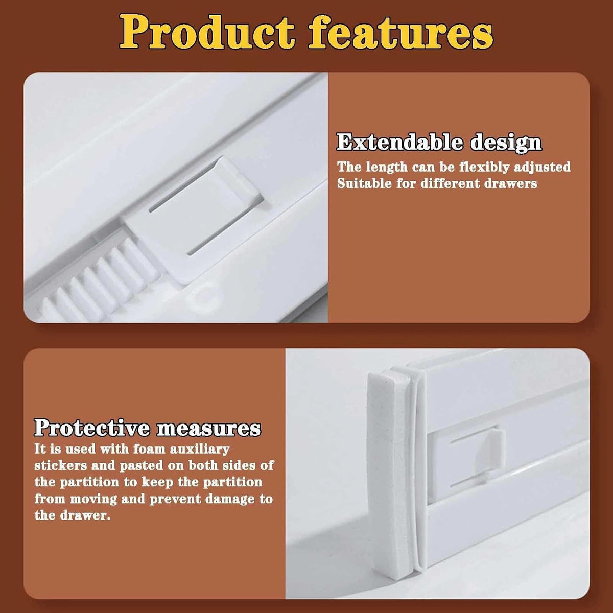 8 Pcs Drawer Dividers for Clothes,3.15" High 11.34"-19.69" clear