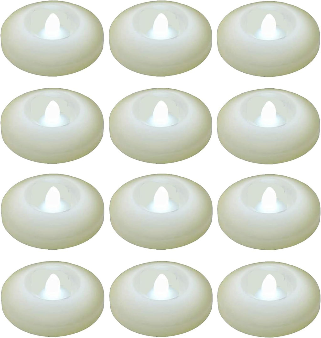 120+ Hours LED Floating Candles for Centerpieces – 12 Pack White Flickering Tea Lights Battery Operated Waterproof Floating Flameless Candle Tealight for Wedding Party Pool & SPA Home Decorations