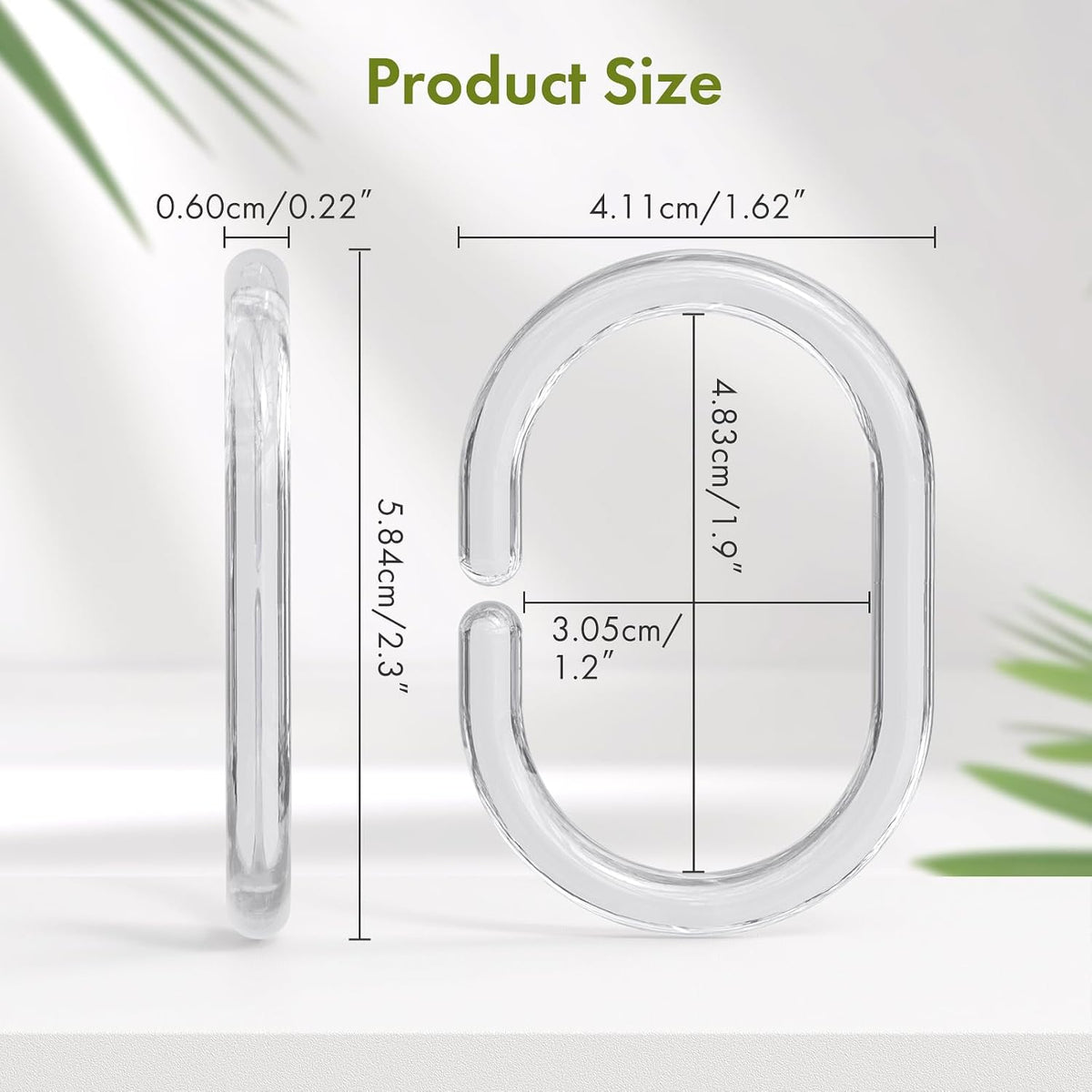 Amazer Shower Curtain Rings, 24 Pcs Plastic Shower Curtain Hooks, Clear Shower Curtain Hooks Rings, Rust Proof Shower Rings C Shaped Shower Hooks for Shower Curtain and Liner Bathroom