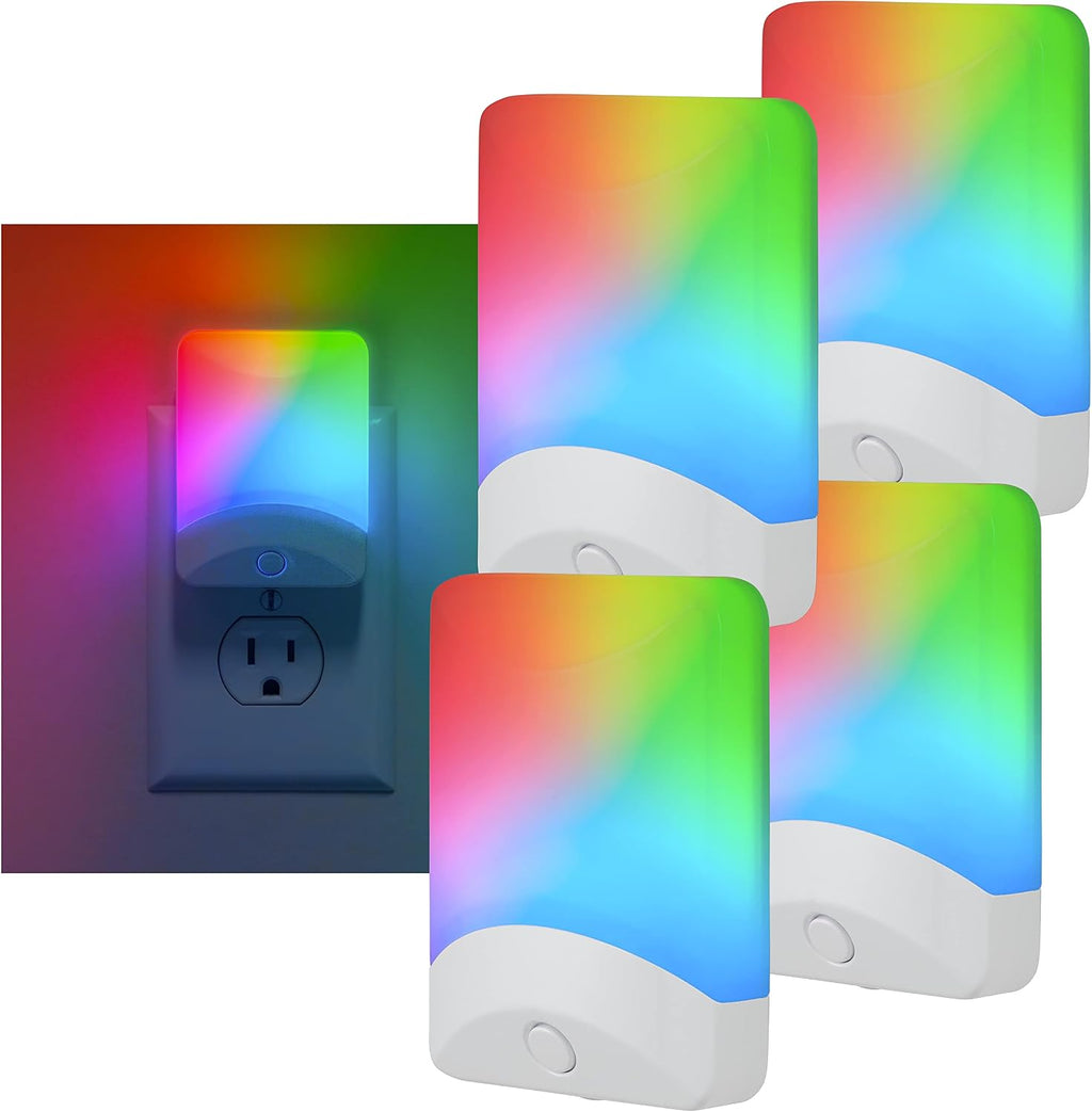 GE Plug in Color Changing Night Light with Dusk to Dawn Sensor, 4 Pack