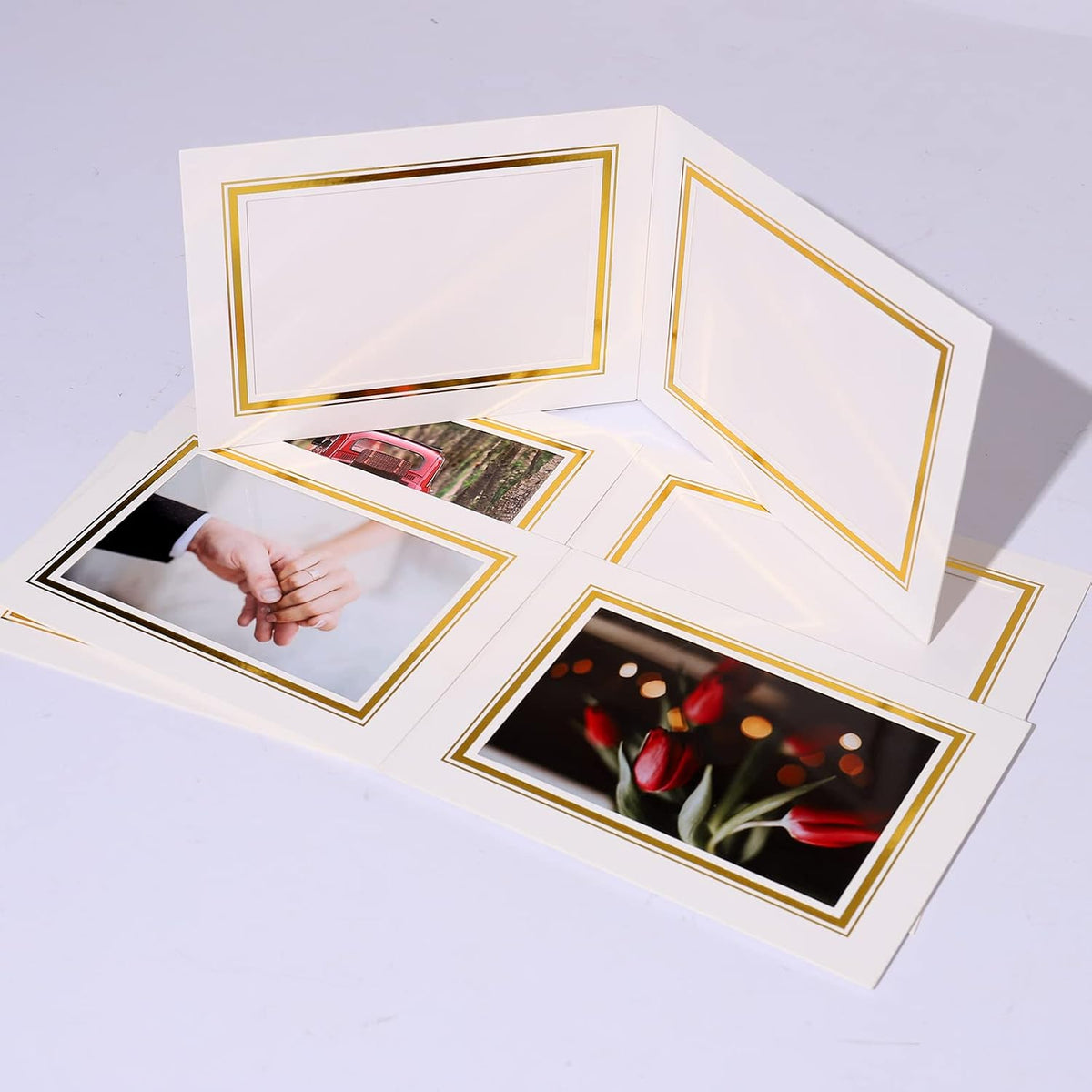 4x6 Photo Folders, White Cardboard Picture Frame, Horizontal Paper Photo Frame Cards Pack of 12