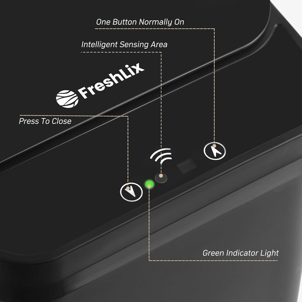 FRESHLIX 2 Pack Automatic Bathroom Trash Can 2.5 Gallon Smart Touchless Motion Sensor Trash Can with Lid Electric Waterproof Narrow Small Garbage Bin