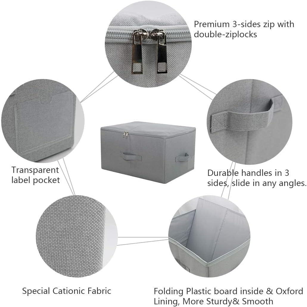 17.6 X 13.6 X 9.7",Folding Closet Clothes Storage Boxes with Zip Lid, 2 PCS