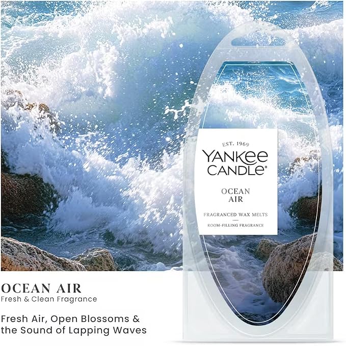 Yankee Candle Fresh & Clean Fragranced Wax Melts Variety Pack, 6 Wax Spheres per Package, Pack of 4 (24 Cubes Total), Clean Cotton, Ocean Air, Dried Lavender & Oak, Seaside Woods