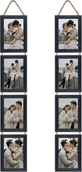 Lavezee 4x6 Black Hanging Collage Picture Frames Set of 2, 8 Opening Vertical Frame Made to Display 4 by 6 Inch Photo for Wall Decor