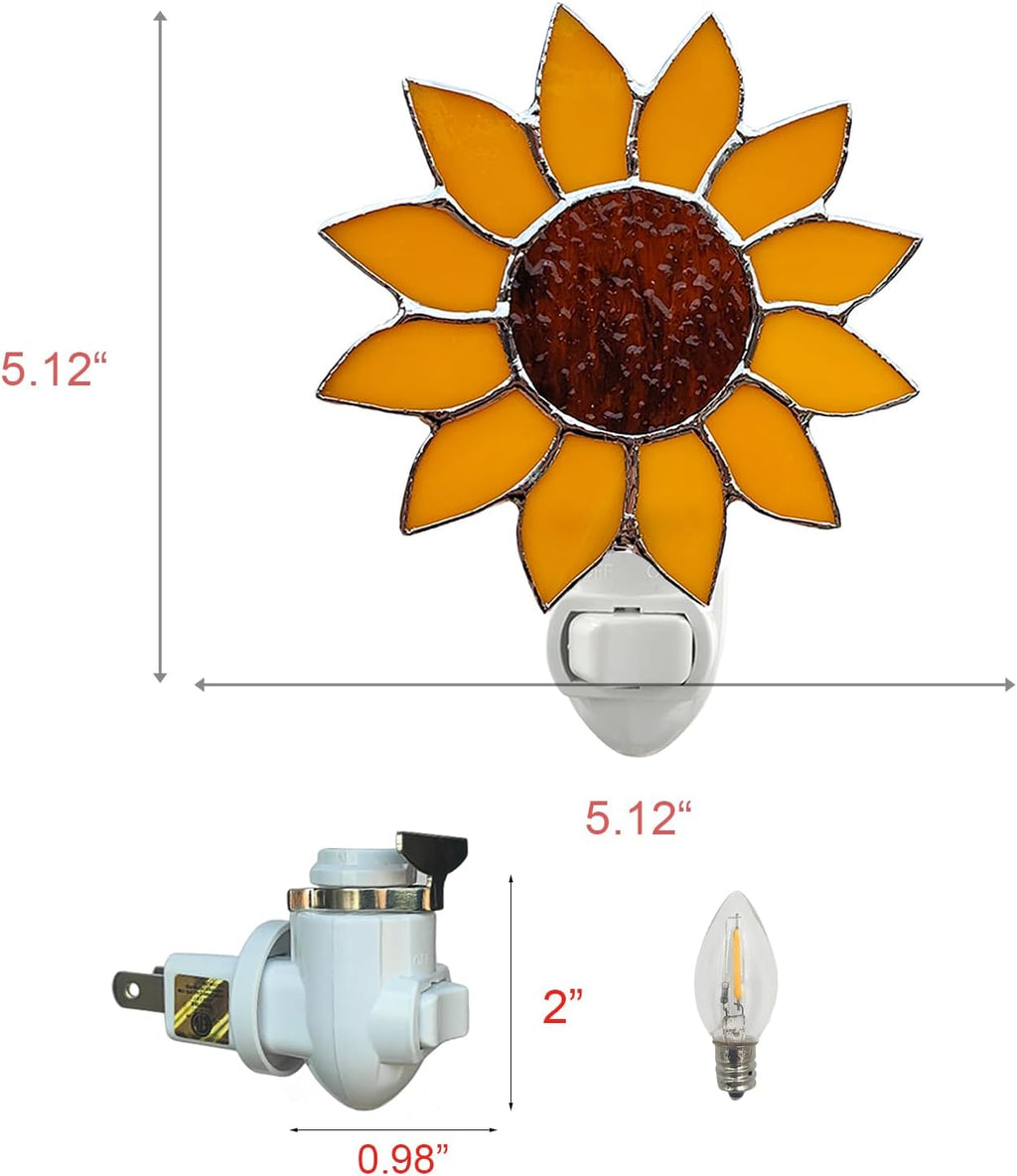 CHEZBABY Stained Glass Sunflower Plug-in Night Light