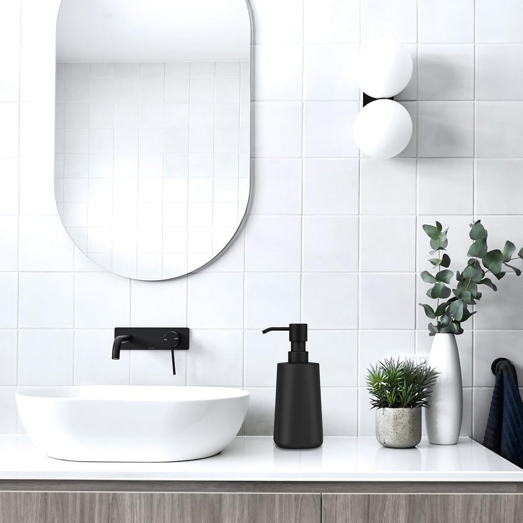 Ceramic Soap Dispenser Bathroom/Kitchen, Stainless Steel Pump