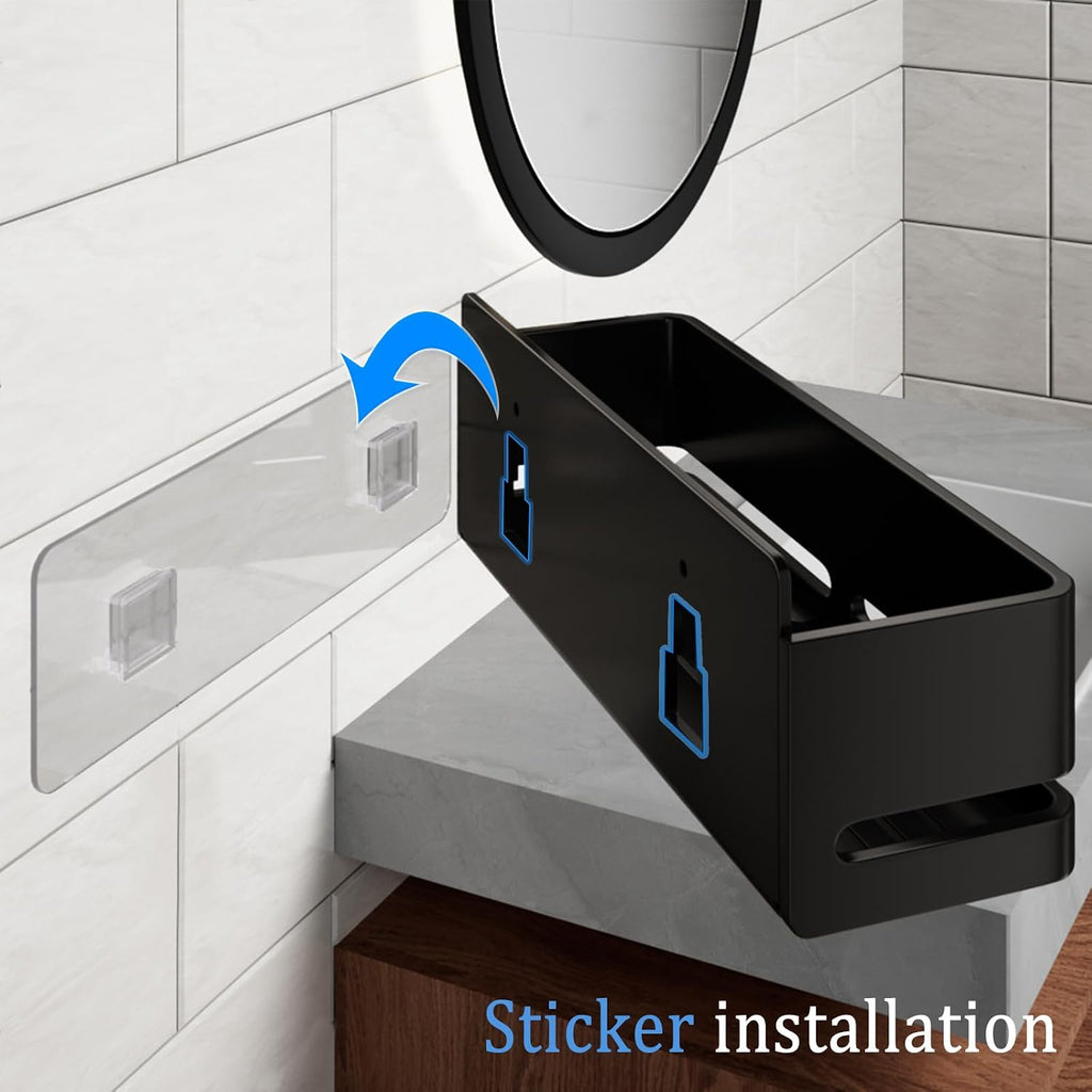 Shower Caddy,2-Pack Shower Shelf,no Drill Shower Organizer(Black)