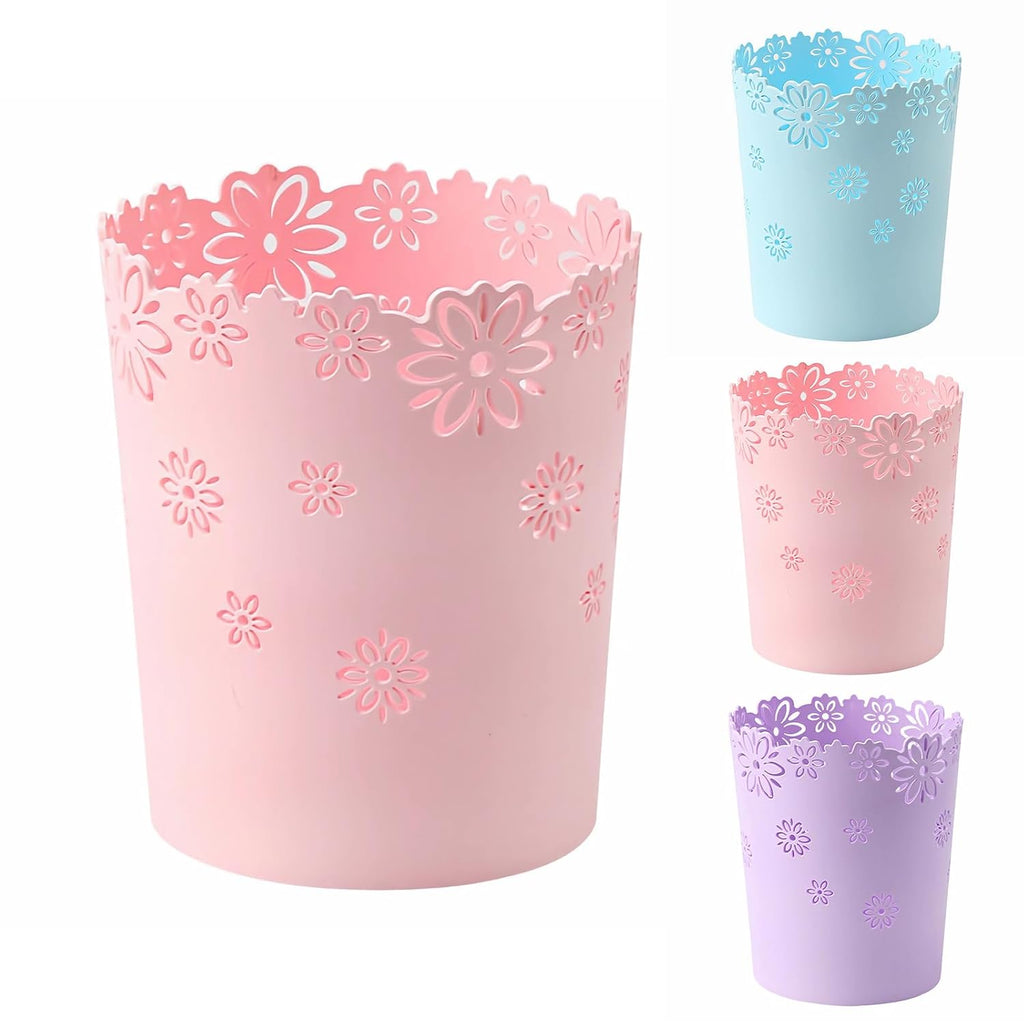 Small Pink Trash Can Wastebasket 2.6 Gallon Bathroom Garbage Can