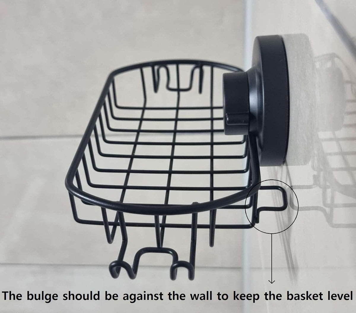 Soap Dish for Shower Suction Cup Powerful Vacuum System Rustproof 304 Stainless Steel Basket Sponges Holder with Razor Hooks for Bathroom or Kitchen Soap Holder (Black)