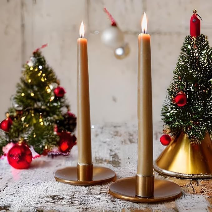 Candlestock Real Bayberry Taper Candle Pair 8 inch - Pure Bayberry and Pure 100% USA Beeswax Blend - Dripless Taper Candles - 2 Pairs (4 Candles)