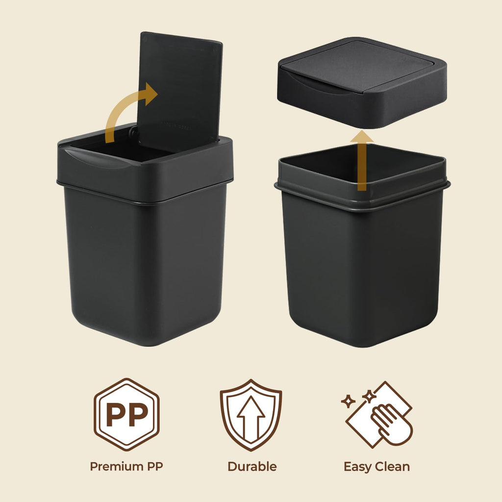 carrotez Coffee Bar Mini Trash Can, 0.5 Gal / 2L - Black