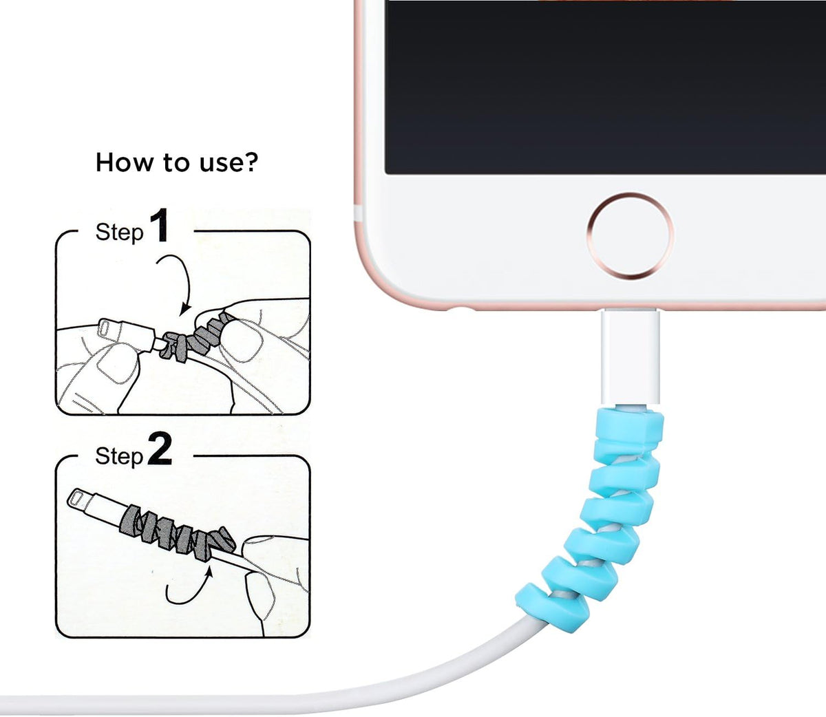 Jetec 24 Pieces Charger Cable Saver, Silicone Flexible Cable Wire Protector, Mouse Cable Protector, Suit for All Cellphone Data Lines (6 Black, 6 Pink, 6 Blue, 6 Green)