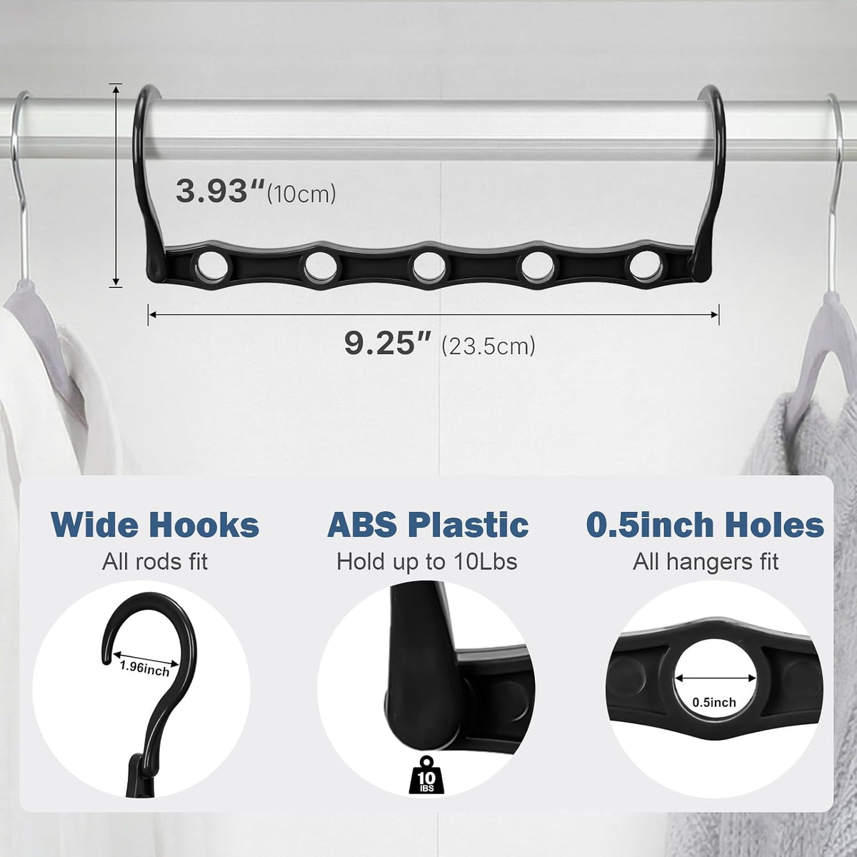 HOUSE DAY 10 Pack Closet Organizers and Storage with 5 Holes for Cascading