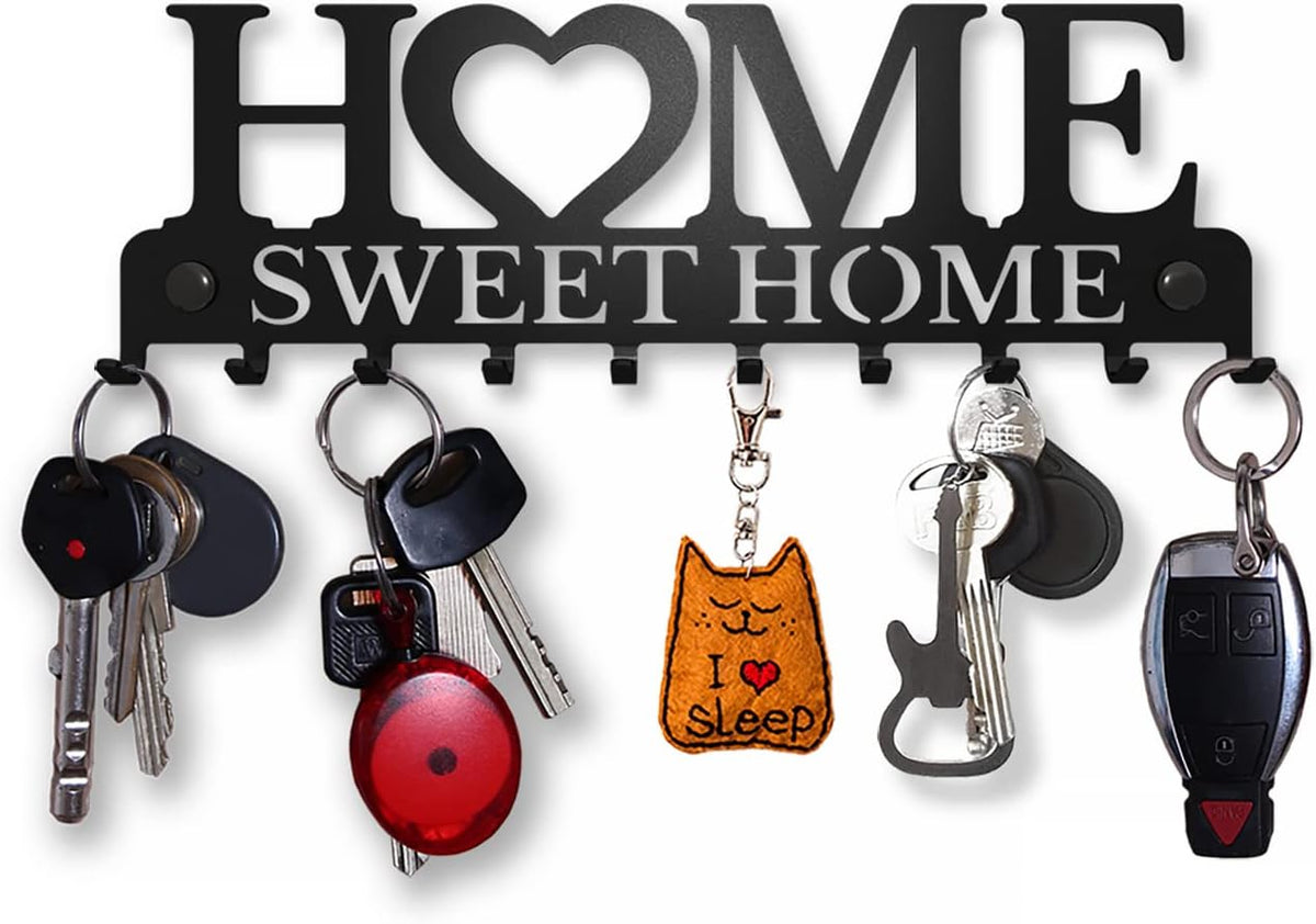 Key Holder Wall Mount, Key Hooks for Wall, Key Rack for Wall Decorative, Llavero de Pared para Hogar, Sweet Home Metal Decor, Entryway