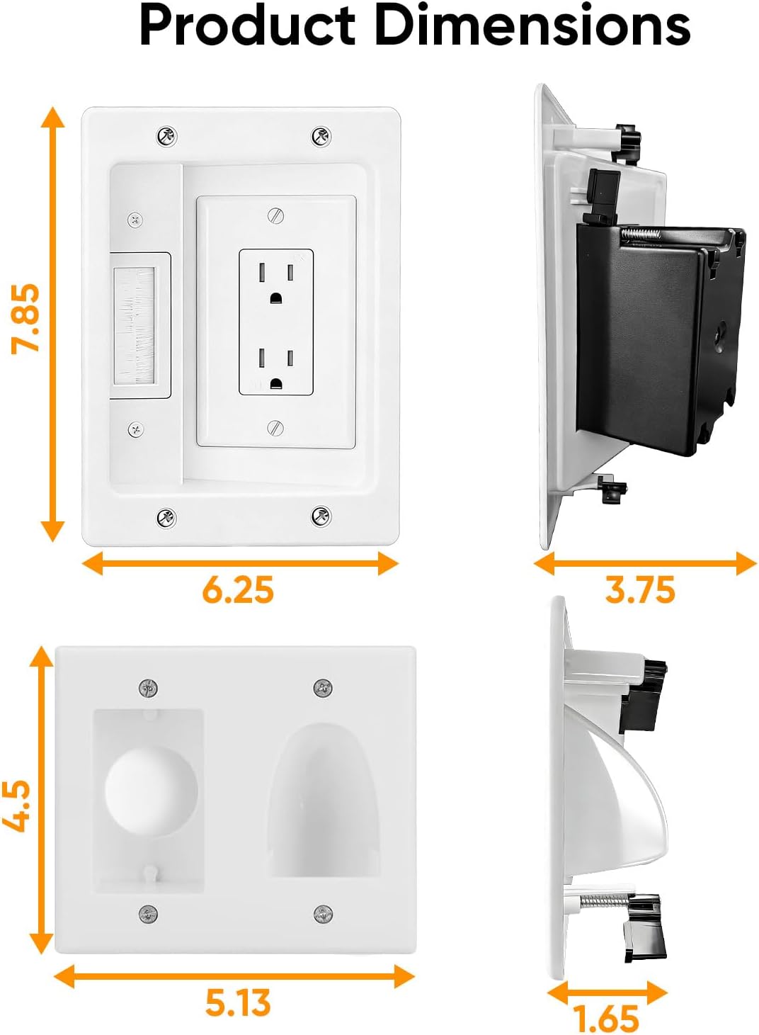 FORGING MOUNT in-Wall Cable Management Kit or Power & Low Voltage Cords, Cord Hider for Wall Mount TV with AC Outlets, Includes 6ft Extension Cord, Drill Templates