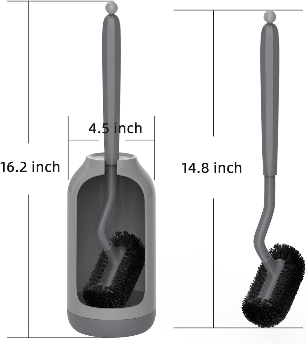 HAMITOR Toilet Bowl Brush Holder Set, Dead Corner S-Shaped Bristle Scrubber