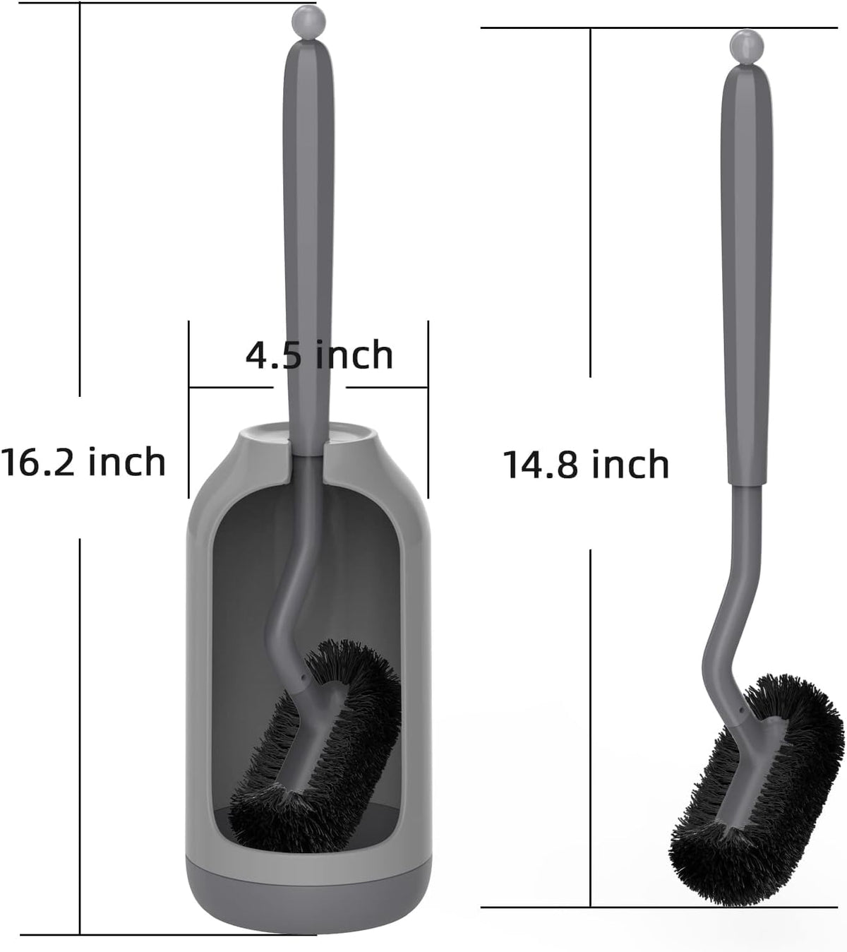 HAMITOR Toilet Bowl Brush Holder Set, Dead Corner S-Shaped Bristle Scrubber