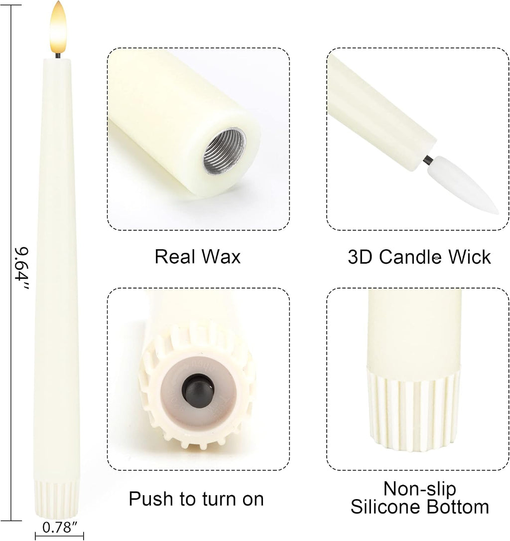 Flameless Taper Candles with Remote, 9.6" LED Candles Battery Operated