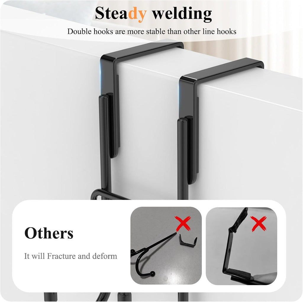 FYY Over the Door Hooks - Heavy Duty Double Hanger,Fits 1.5 in Door, 2 Pack