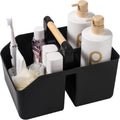 rejomiik Plastic Shower Caddy, Portable Basket with Bamboo Handle, Black