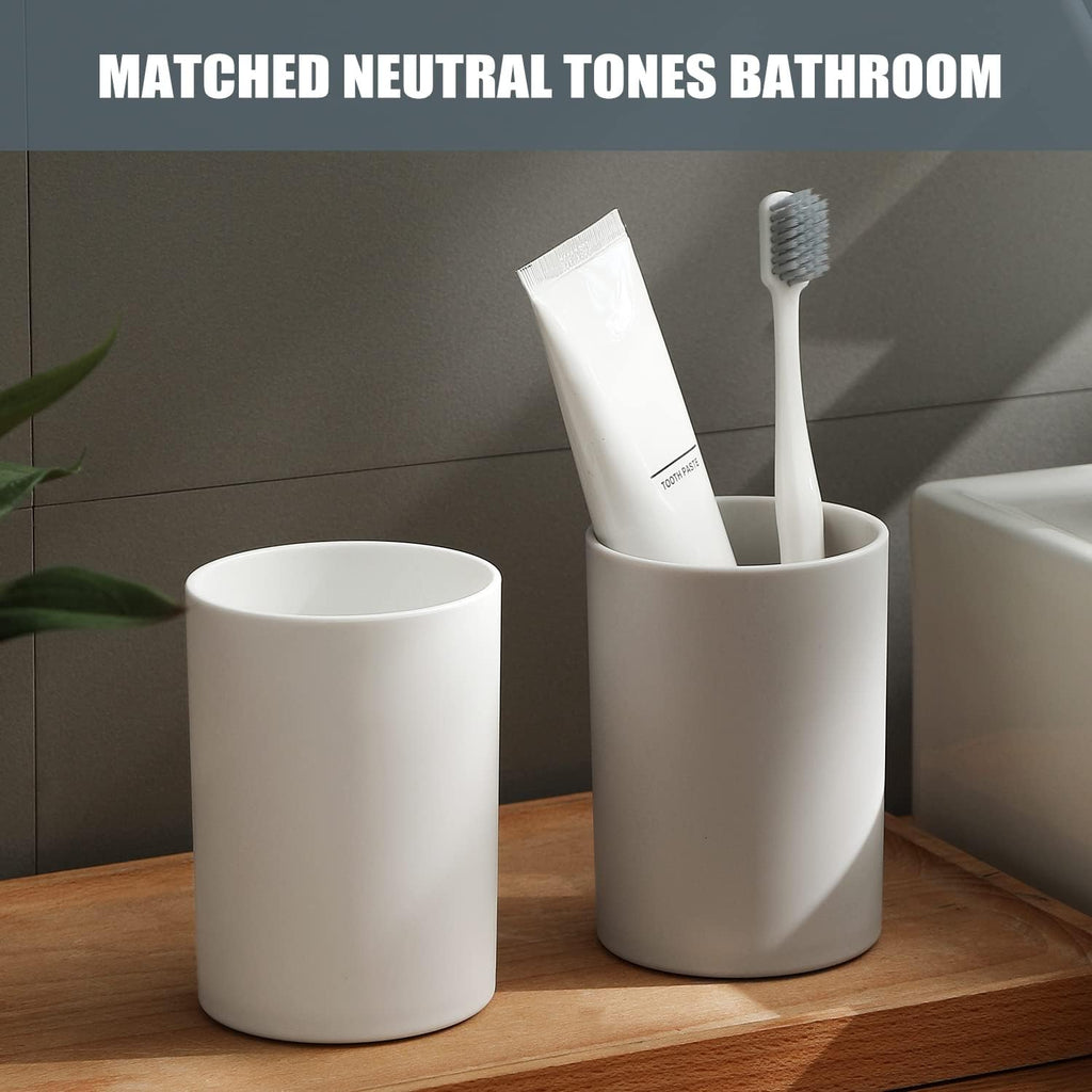 Bathroom Tumbler 10.5oz Reusable Unbreakable Toothbrush Cup 300ml - Mouthwash Plastic Easy to Clean Toothbrush Holder - Adequate for Your Bathroom (PP 1PC, White)