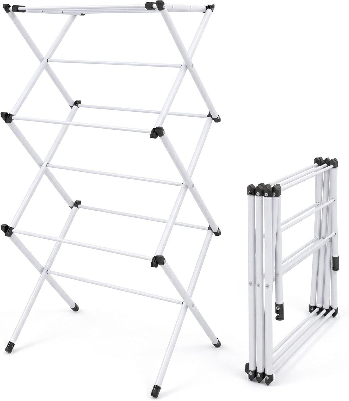 Honey-Can-Do 3-Tier Compact Clothes Drying Rack, 16 ft, No Assembly, White