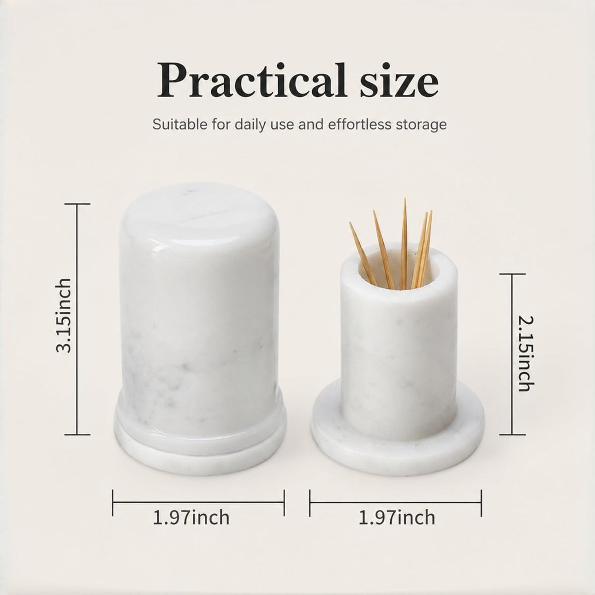 Marble Toothpick Holder with Lid, Countertop Organizer