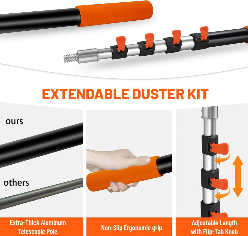 30ft High Reach Duster Kit with Extendable Pole,High Ceiling Duster Kit