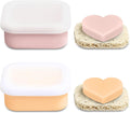OTHIX 2 Pack Leakproof Silicone Travel Soap Case, Small Bar Soap Holder Container with Drainage Layer & Mini Portable Soap Dish for Shampoo Bars, Bathroom, Camping, Valentines Day Gifts (Pink & Peach)