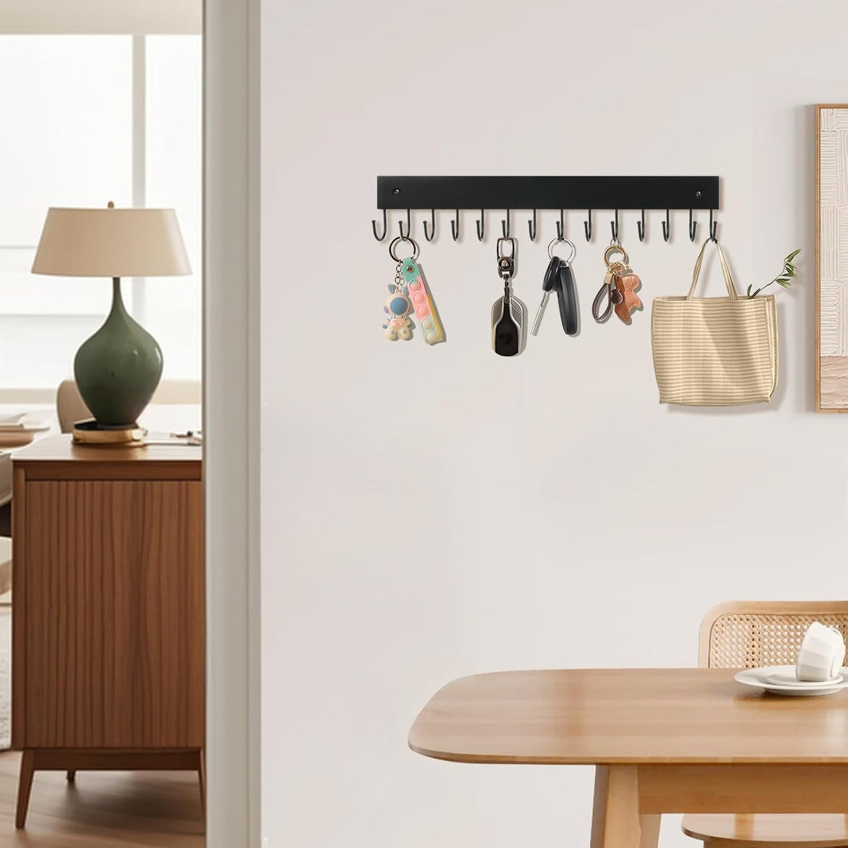 2-Pack Key Holder Wall Mount, 14.6" Key Rack with 28 Rotating Metal Hooks