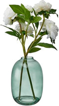 Elements Artificial White Peony Arrangement in Glass Vase - 21 Inch