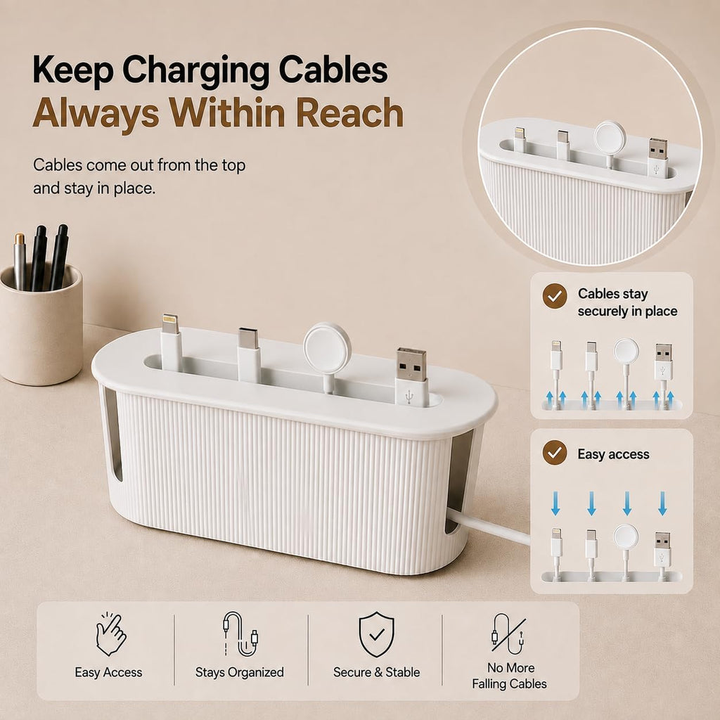 Cable Management Box, Desk Cord Organizer, Power Strip Holder, Floor Outlet Hider, Cable Organizer Box, Cord Organizer box, Electrical Cord Management, For Cover TV Wires, USB Hub Holder