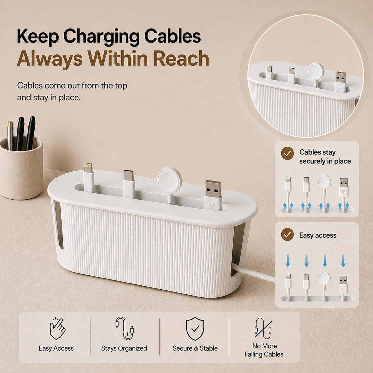 Cable Management Box, Desk Cord Organizer, Power Strip Holder, Floor Outlet Hider, Cable Organizer Box, Cord Organizer box, Electrical Cord Management, For Cover TV Wires, USB Hub Holder