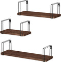 SRIWATANA Floating Shelves for Wall Set of 3, 17" Wall Shelves, Dark Walnu