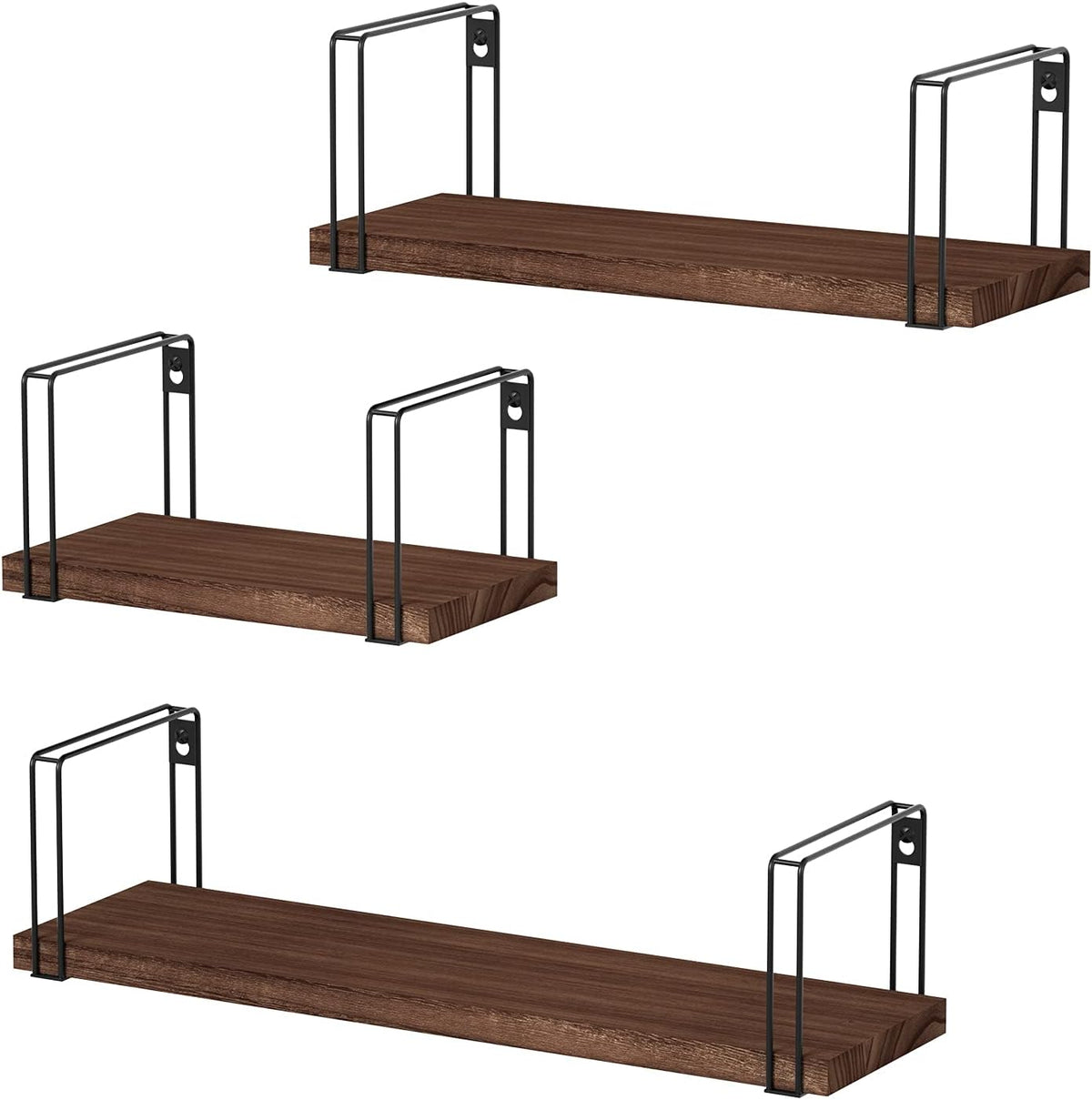 SRIWATANA Floating Shelves for Wall Set of 3, 17" Wall Shelves, Dark Walnu