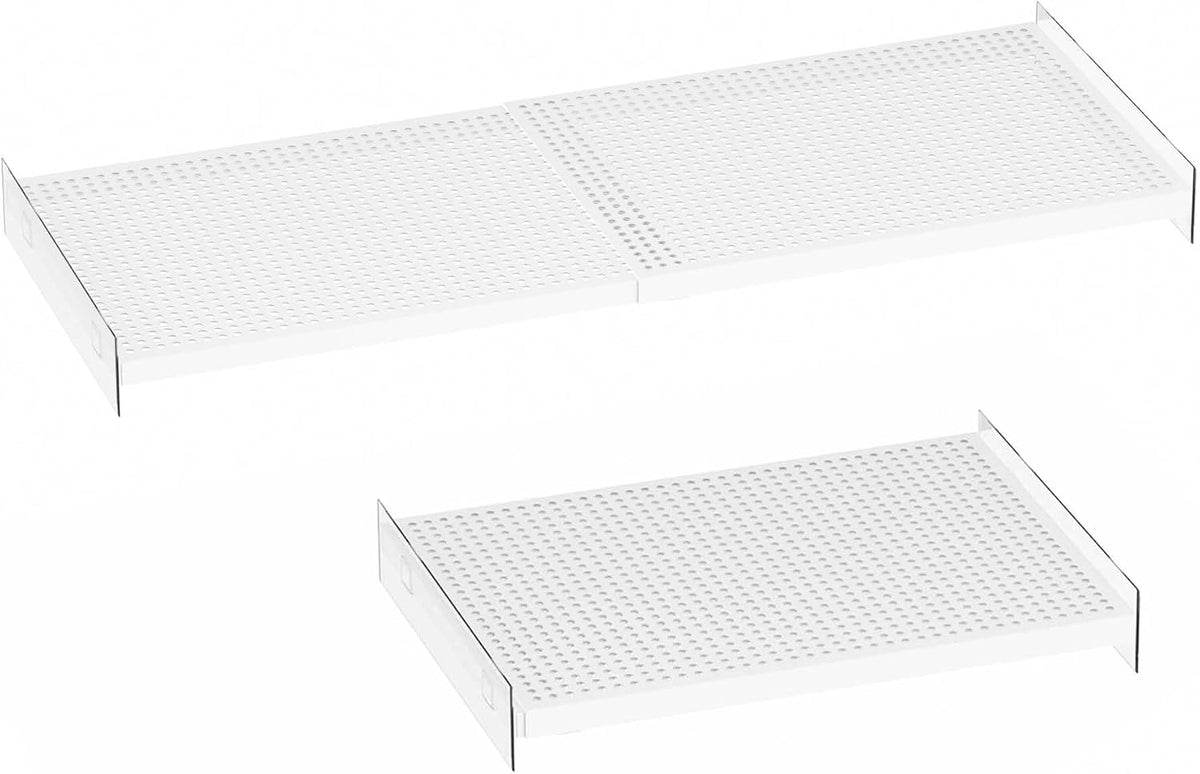 Closet Shelf Divider Expandable Cabinet Storage Shelving Rack Heavy Duty Metal DIY Tension Shelf Separator for Cabinet Wardrobe Cupboard Pantry Kitchen Bedroom,White,2packs