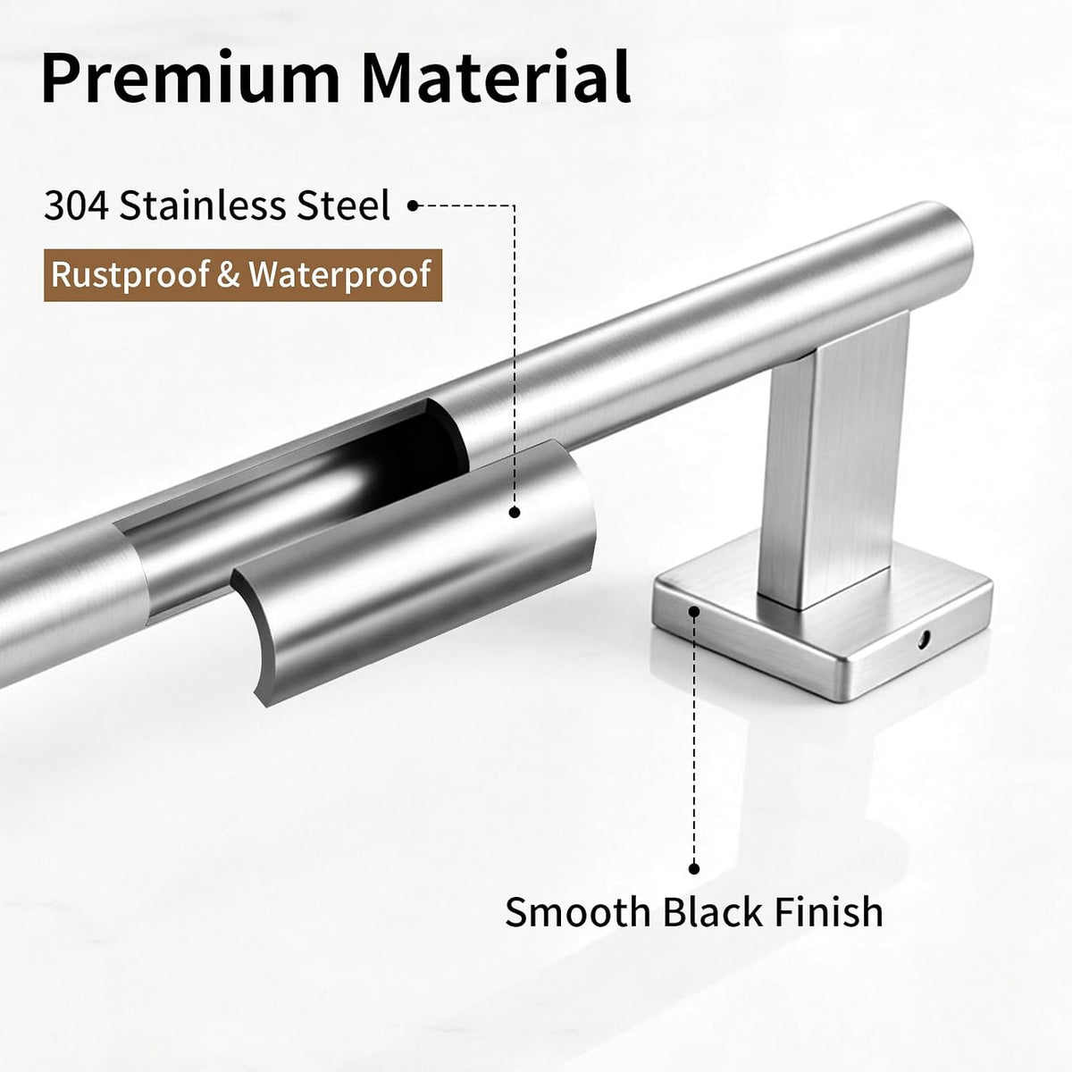 Brush Nickel Towel Bar, 24 Inch Towel Racks for Bathroom Wall Mounted