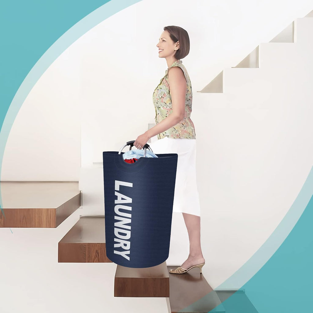 115L Large Laundry Basket, Dirty Clothes Waterproof Laundry Hamper, Blue