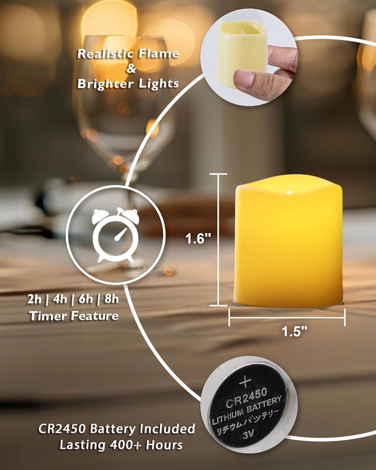 Homemory 24 Pack Flameless LED Votive Tealight Candles with Timer Remote