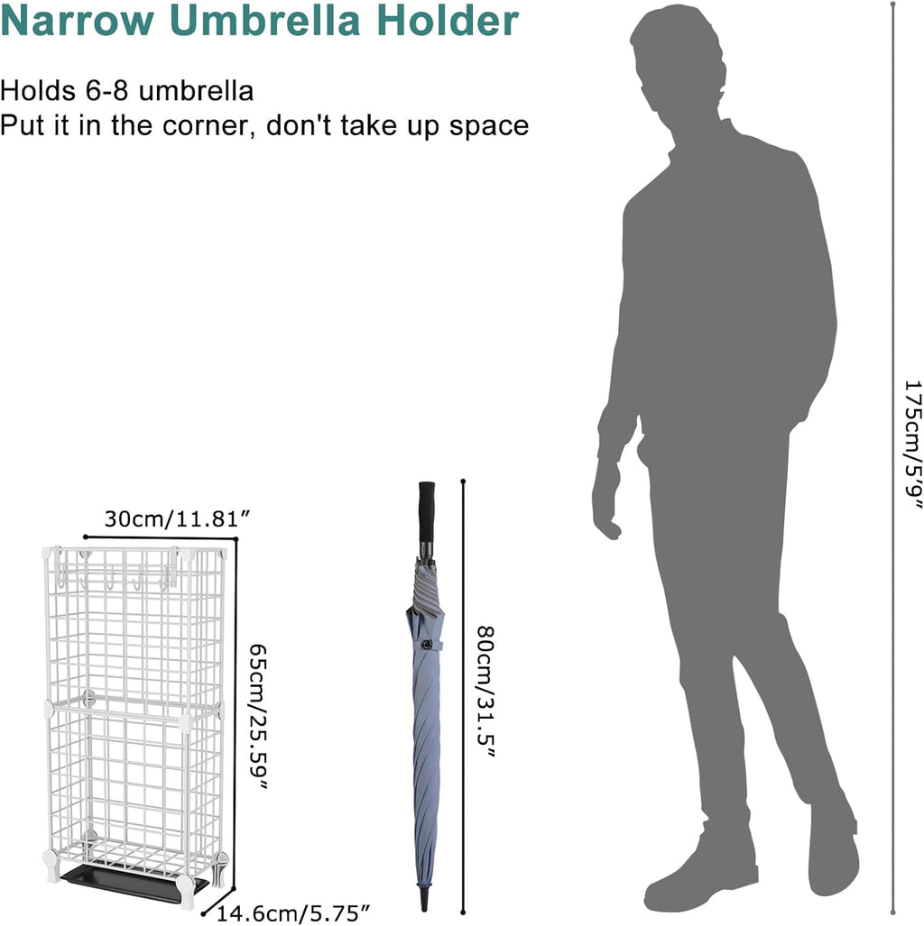 AWTATOS Umbrella Holder Entryway, Umbrella Stand Freestanding, White